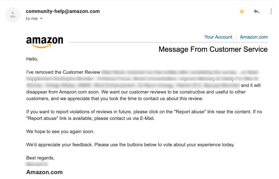 Amazon review removed 2