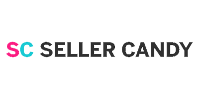 The image shows the logo for Seller Candy. The letters S in pink and C in light blue are followed by the words SELLER CANDY in bold black font.