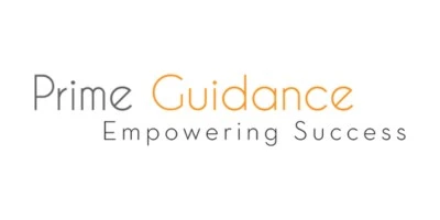 Logo for Prime Guidance with the tagline Empowering Success. Prime is in gray, Guidance is in orange, and the tagline below is in gray text. The background is white.