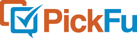 PickFu logo featuring an orange and blue checkmark inside a square to the left of the word PickFu in bold orange and blue letters.