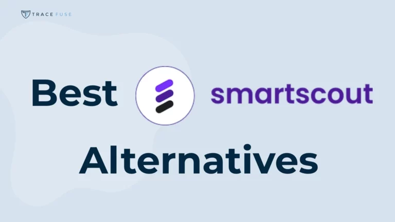 Text on a light blue background reads best smartscout alternatives with the smartscout logo, which features three purple and black lines in a circle, in the middle of the text.